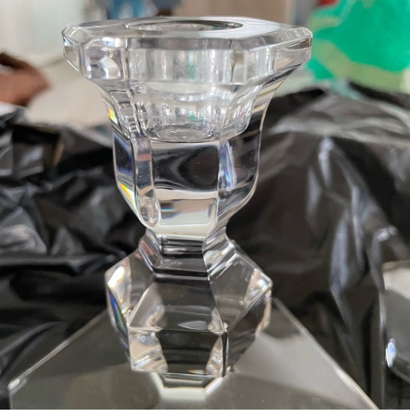 Vintage Val St Lambert Crystal Candlestick Holders 6.75” Tall Set of Two 1960 - Picture 3 of 7